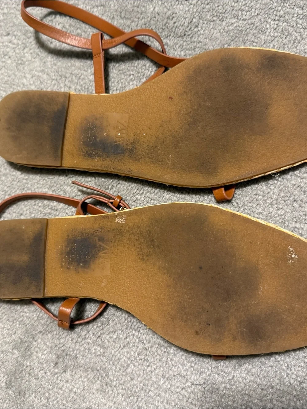 Zara Brown Strappy Braided Espadrille Sandals - Picture 2 of 4